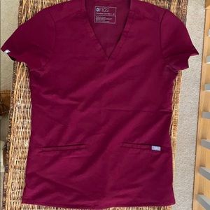 FIGS Burgundy Casma Top